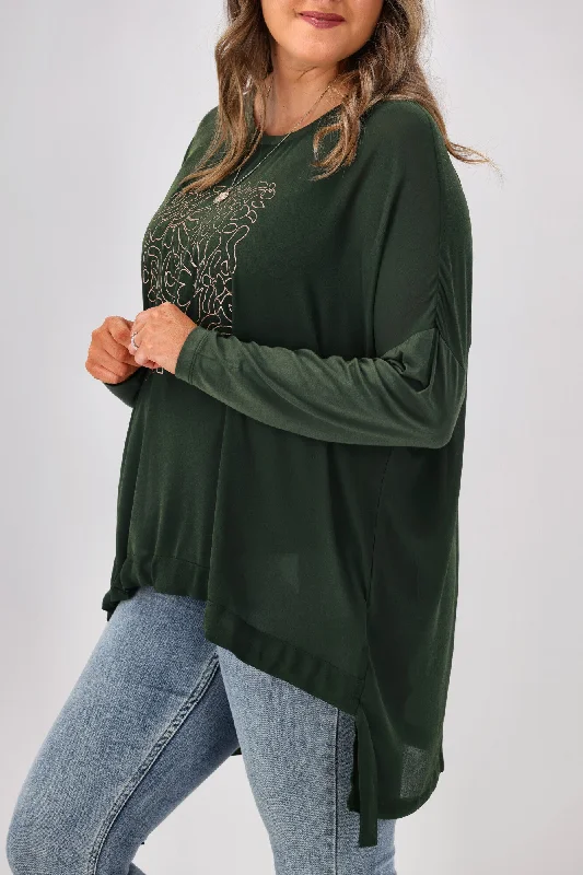 Shine On Label Roxanne Print Front Top Olive