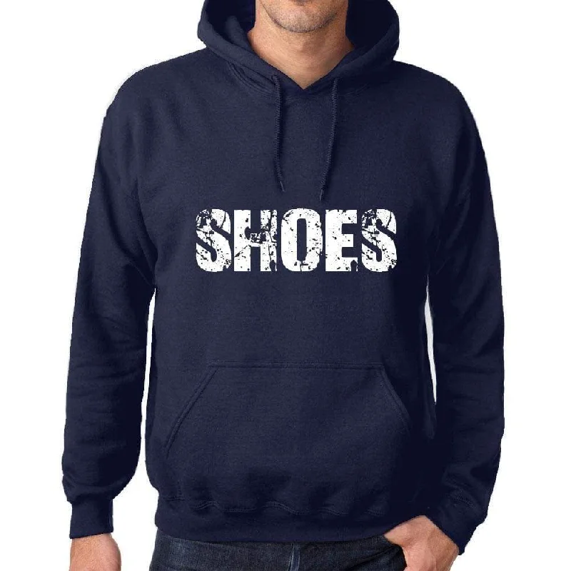 Unisex Printed Graphic Cotton Hoodie Popular Words SHOES French Navy