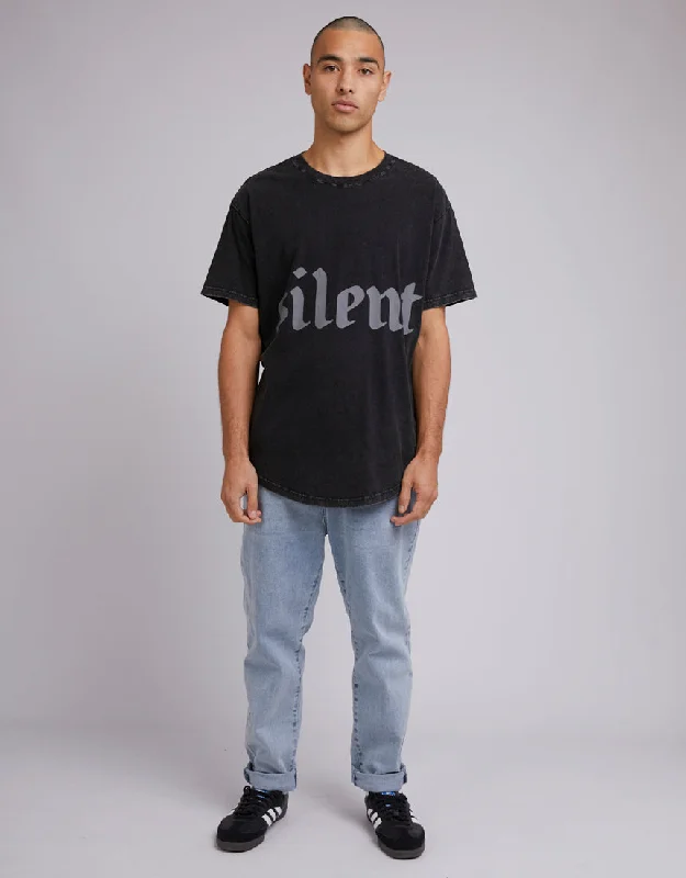 Silent Theory Mens Wrap Around Tee Washed Black