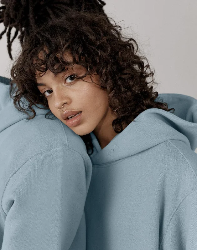 The Oversized Pullover Hoodie in Chalk Blue