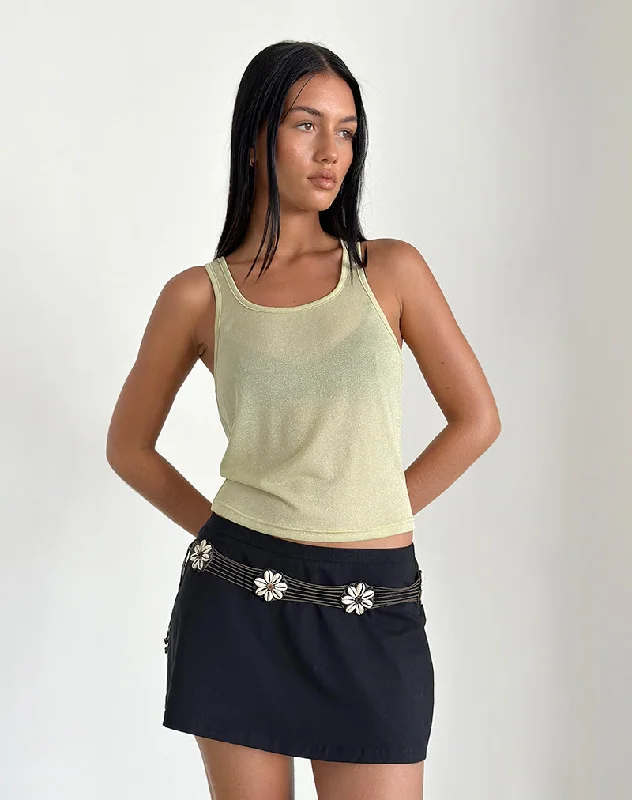 Umika Vest Top in Yellow Shimmer