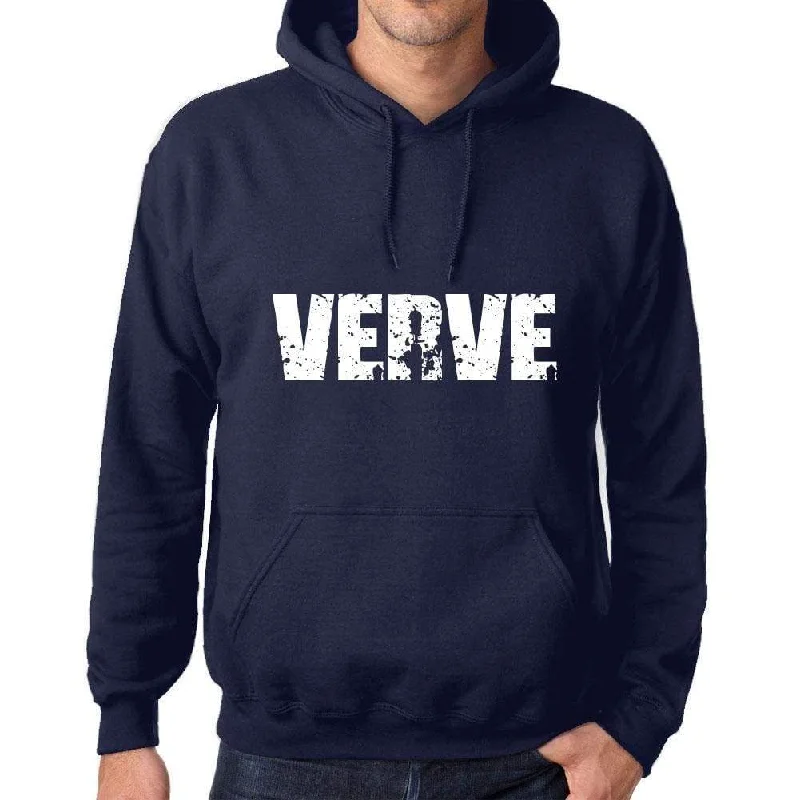 Unisex Printed Graphic Cotton Hoodie Popular Words VERVE French Navy