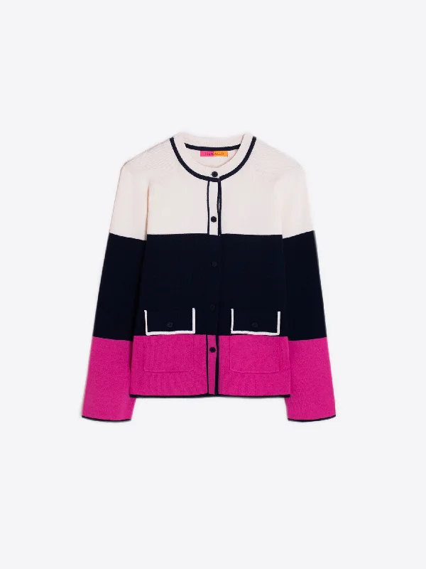 Vilagallo Navy Colorblock Cardigan