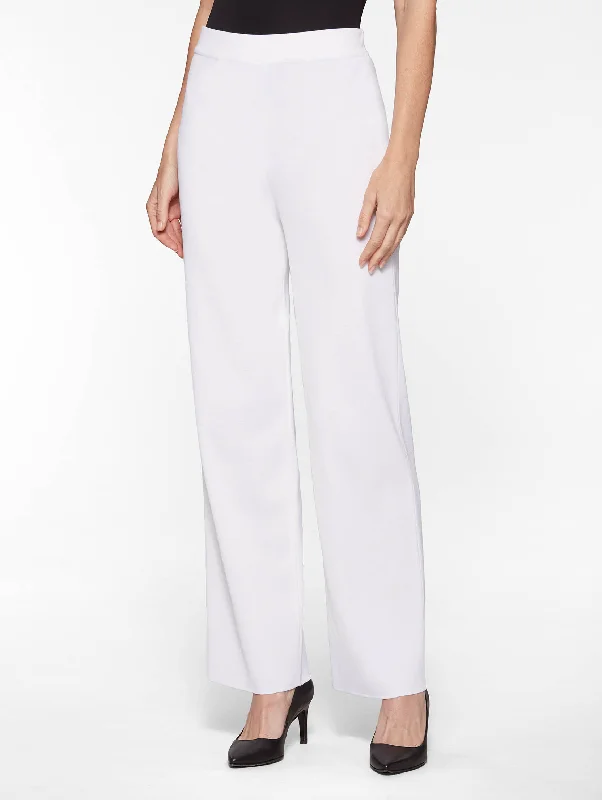 Wide Leg Knit Pant, White