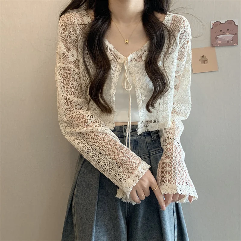 Women's Kawaii Floral Knitted Cardigan