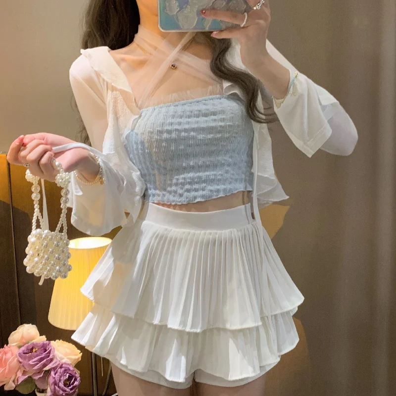 Women's Kawaii Ruffled Sheer Cardigan