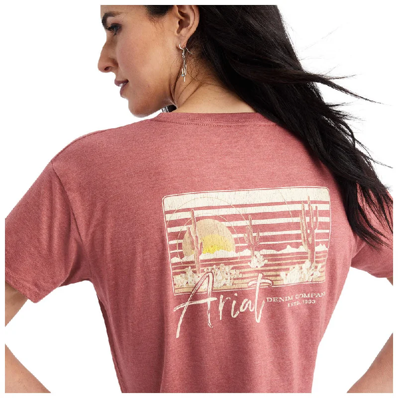 10042724 Ariat Women's Sunset Short Sleeve T-Shirt - Red Clay Heather