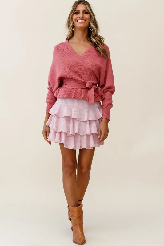 Amara Long Sleeve Knit Top Rose