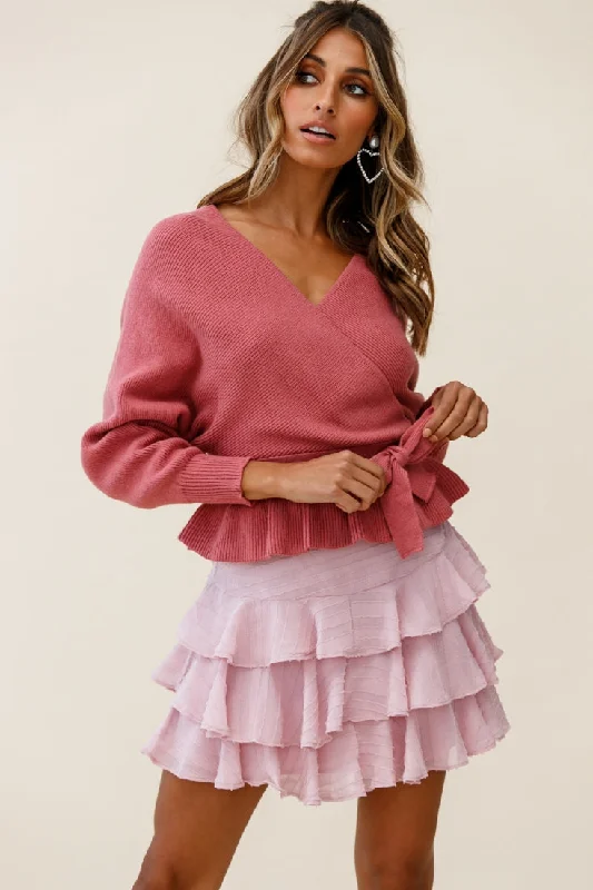 Amara Long Sleeve Knit Top Rose