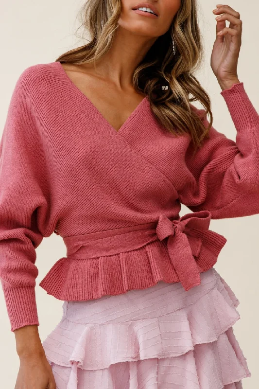 Amara Long Sleeve Knit Top Rose