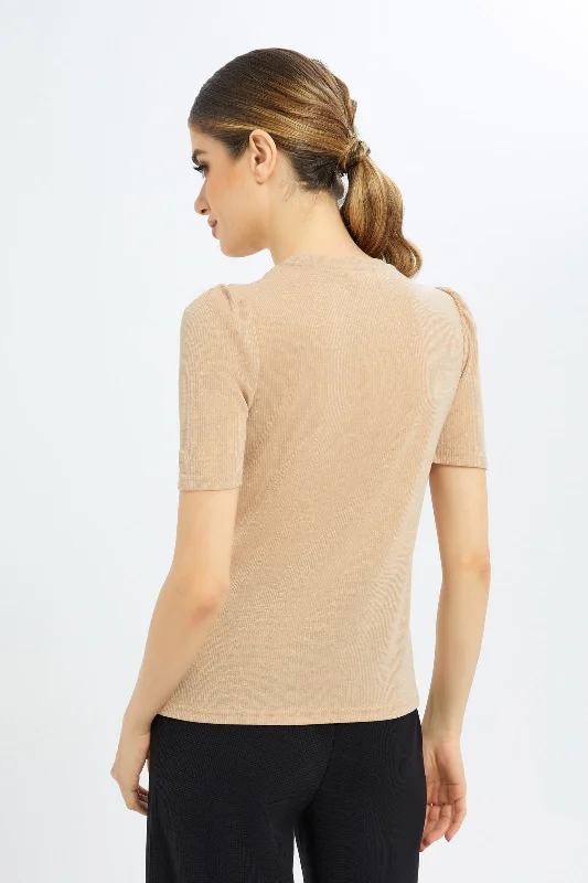 Women Beige Embellished Top