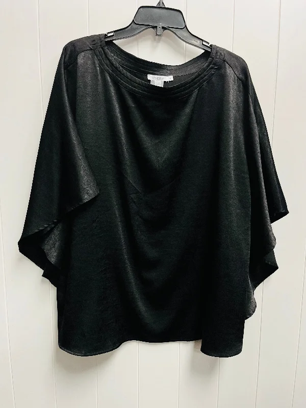 Black Blouse Short Sleeve Chicos, Size Large