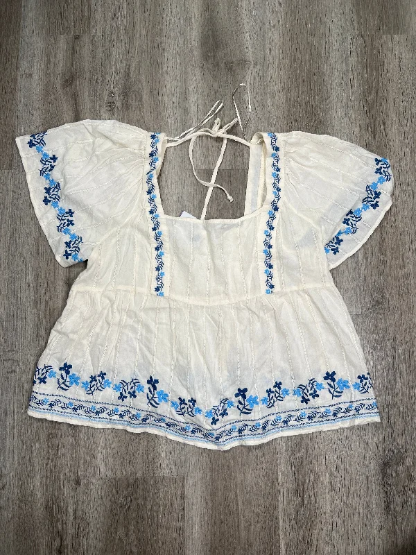 Blue & Cream Blouse Short Sleeve Old Navy, Size Xl