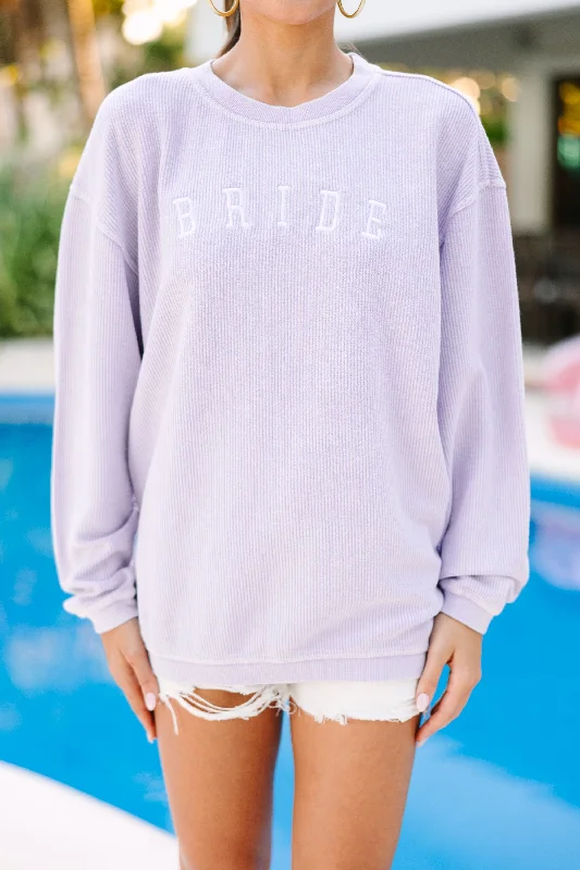 Bride Lilac Purple Embroidered Corded Sweatshirt