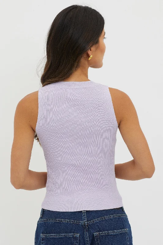 D'Lila V-Neck Ribbed Knit Top Lilac