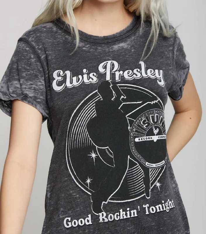 Elvis Burn Out Tee In Black