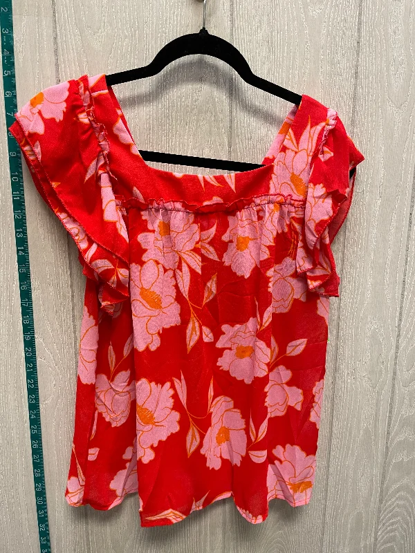 Floral Print Blouse Short Sleeve Shein, Size M