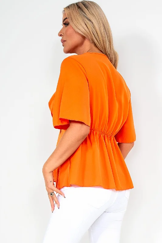 Frida Orange Tie Front Wrap Top