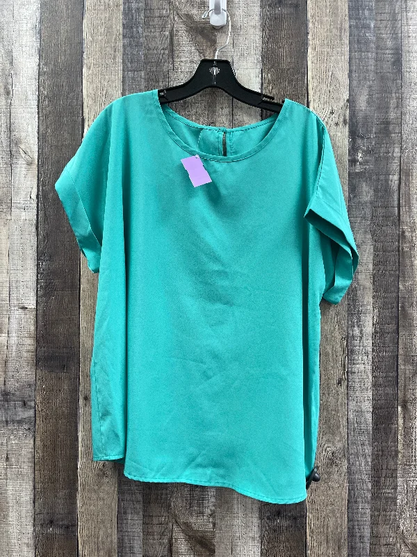 Green Blouse Short Sleeve Shein, Size 2x