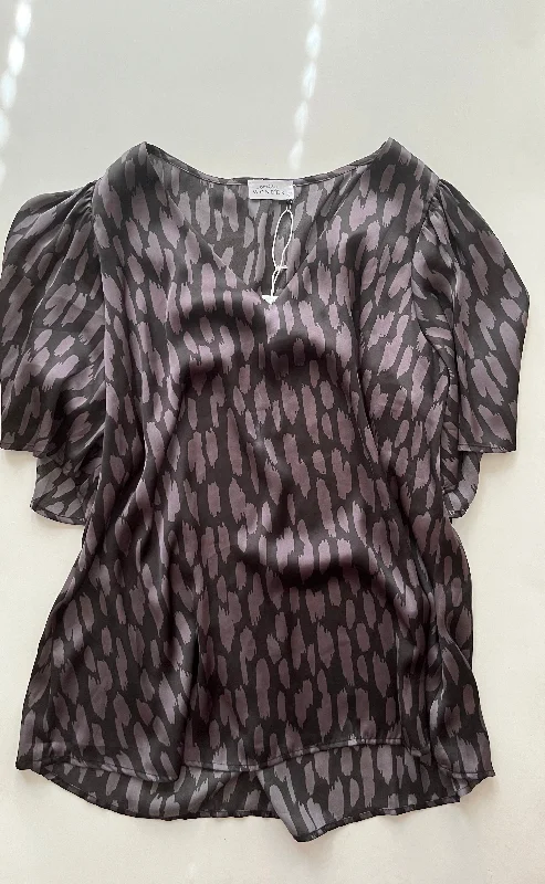 Grey Blouse Short Sleeve Emily Wonder, Size 1x