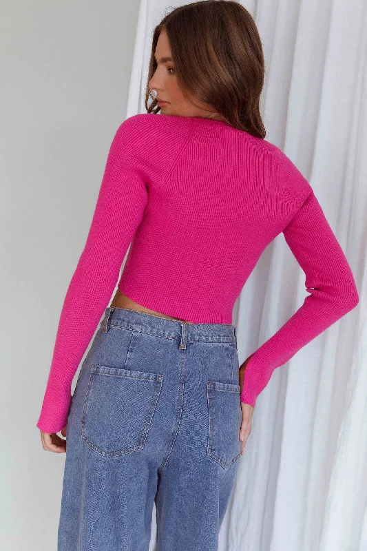 Holland One Shoulder Knit Top & Long Sleeve Shrug Pink