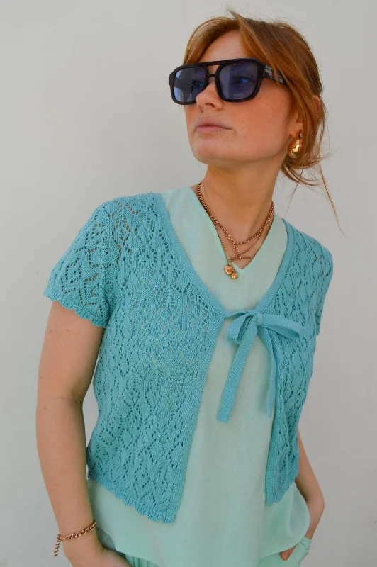 ICHI Dotties Nile Blue Cardigan