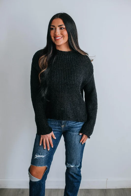 Lena Mock Neck Sweater - Black