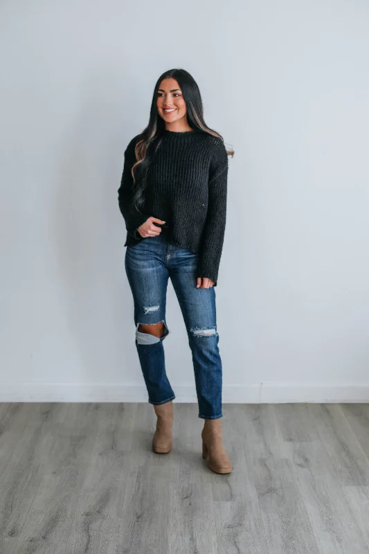 Lena Mock Neck Sweater - Black