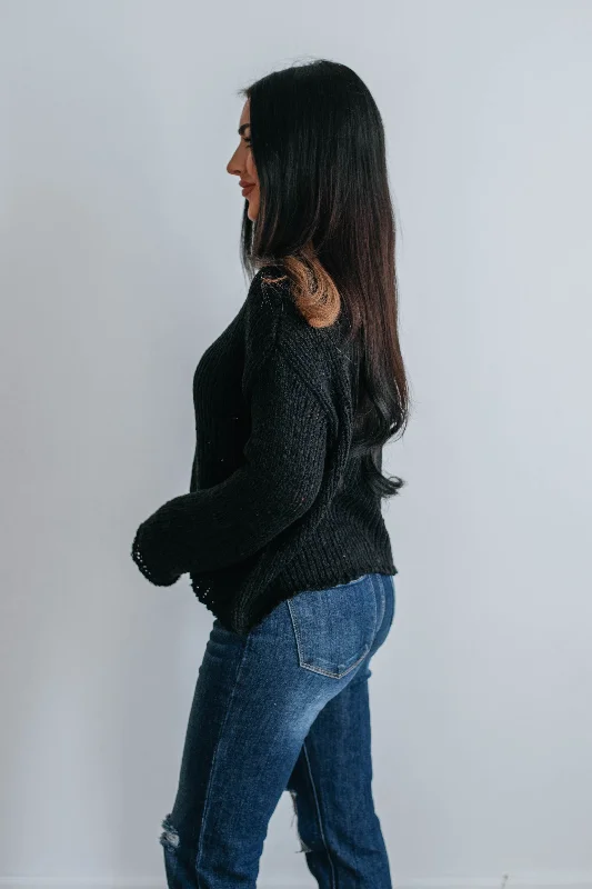 Lena Mock Neck Sweater - Black