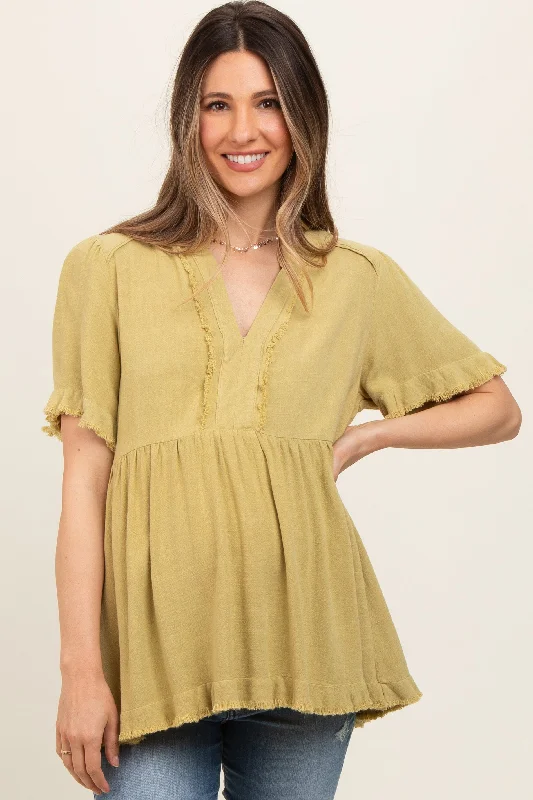 Light Olive Short Sleeve Maternity Top