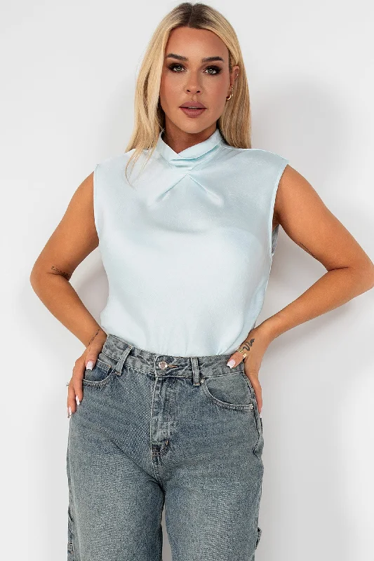 Lucia Pale Blue Satin Top