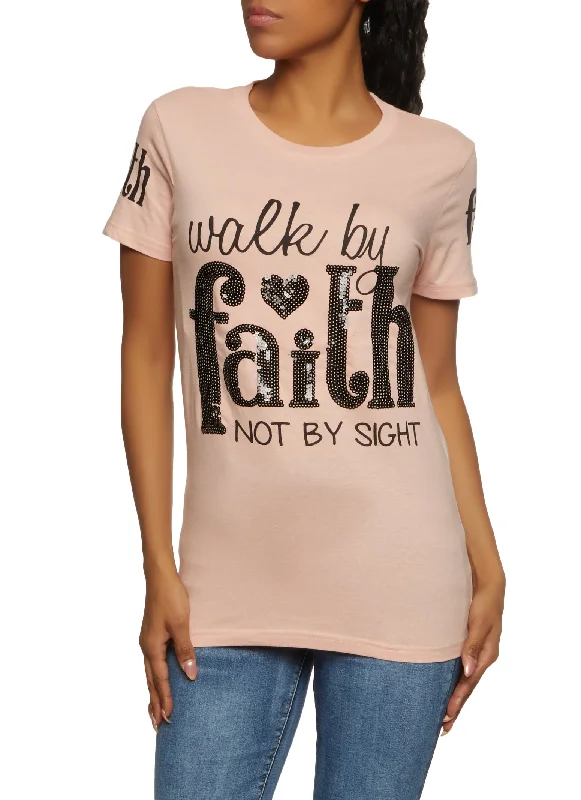 Walk By Faith Not By Sight Sequin Tee