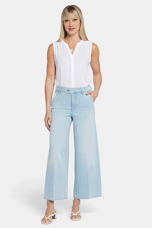 Mona Wide Leg Trouser Ankle Jeans - Oceanfront