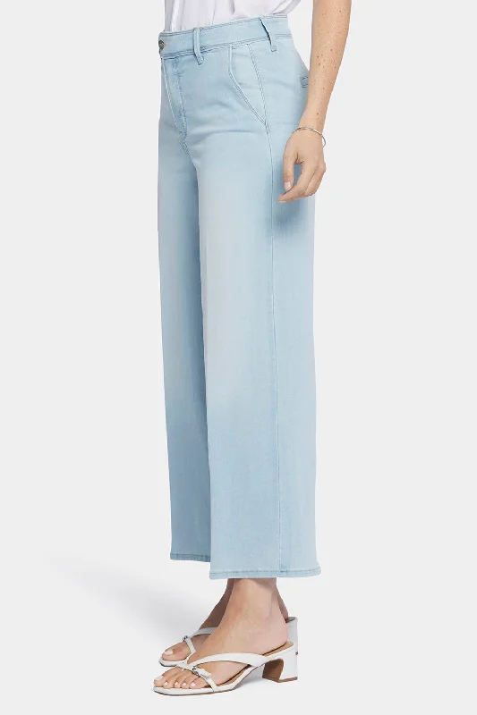 Mona Wide Leg Trouser Ankle Jeans - Oceanfront