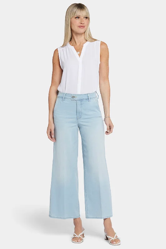 Mona Wide Leg Trouser Ankle Jeans - Oceanfront