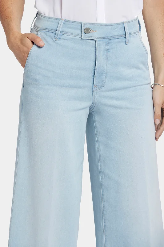 Mona Wide Leg Trouser Ankle Jeans - Oceanfront