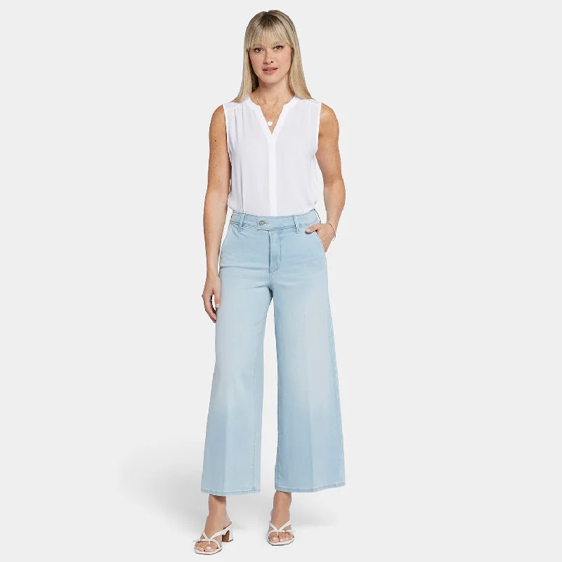 Mona Wide Leg Trouser Ankle Jeans - Oceanfront