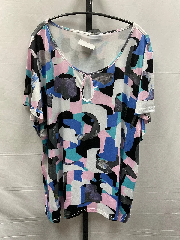 Multi-colored Top Short Sleeve Clothes Mentor, Size 3x