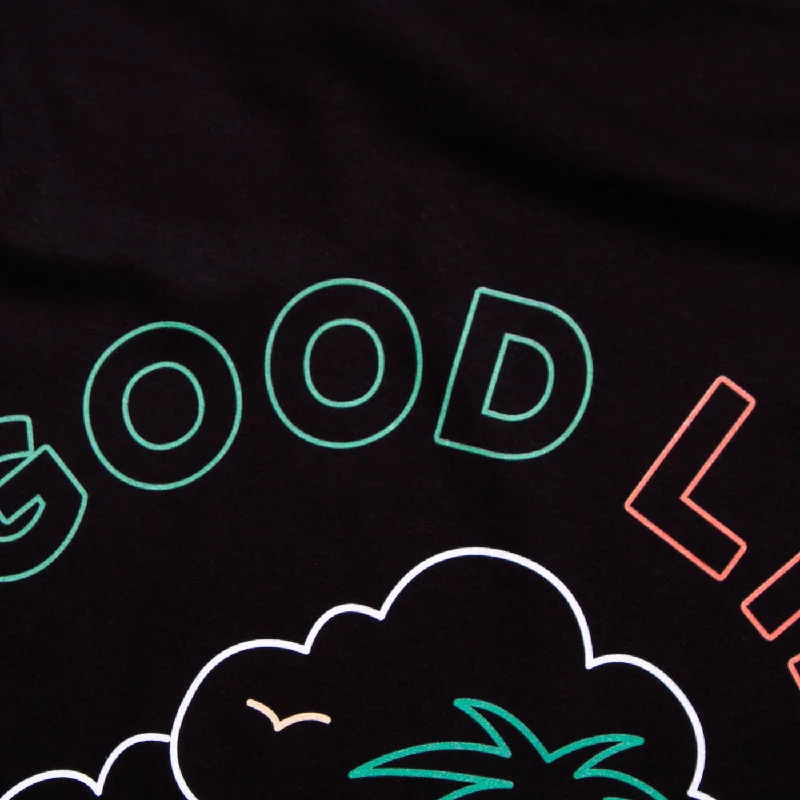 Neon Good Life Front Print - Tshirt - Black