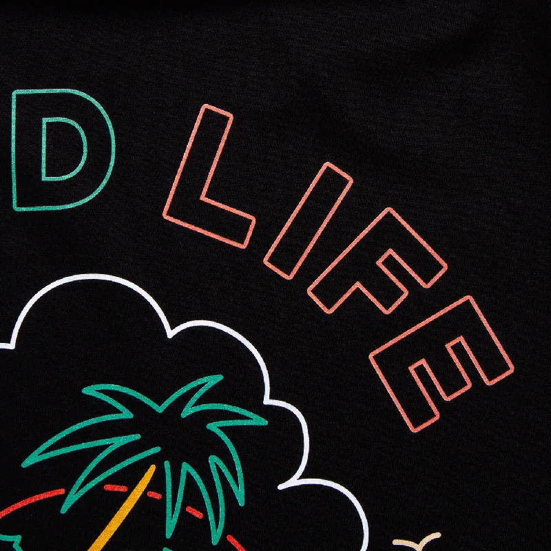 Neon Good Life Front Print - Tshirt - Black