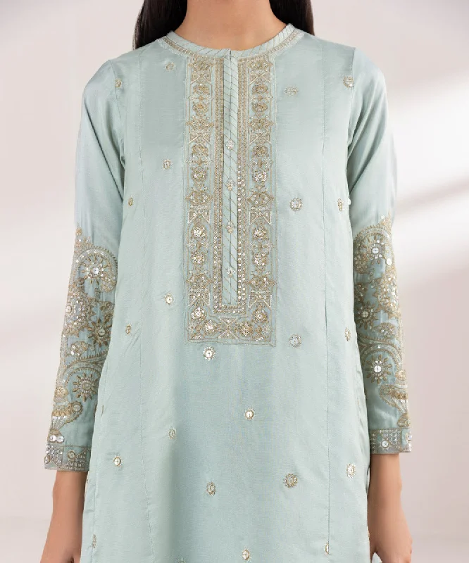 Embroidered Raw Silk Shirt