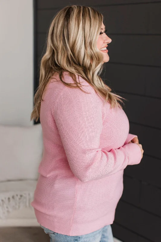 Reasons To Smile Knit Sweater- Light Pink