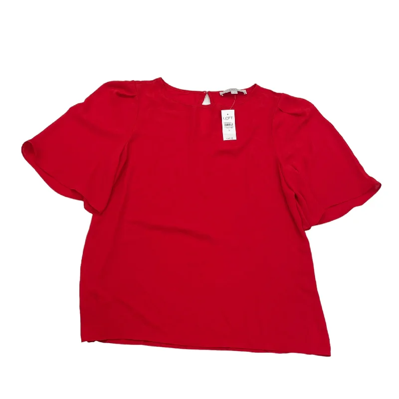 Red Blouse Short Sleeve Loft, Size S