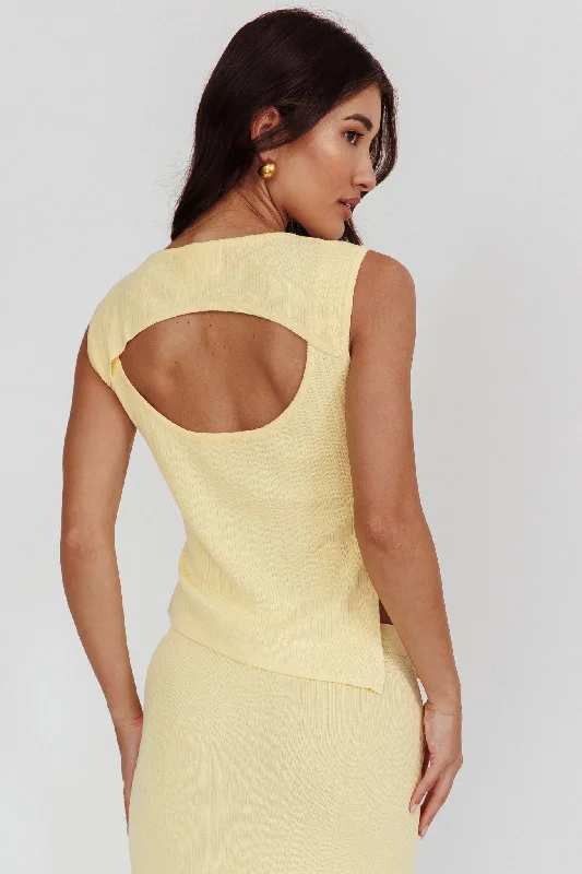 Rossana Asymmetric Hem Keyhole Top Butter