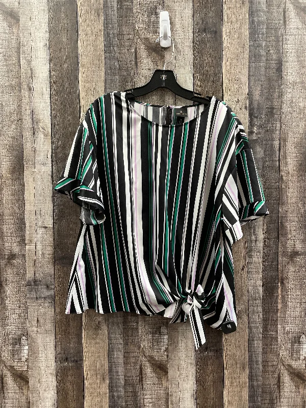 Striped Pattern Blouse Short Sleeve Worthington, Size Xl