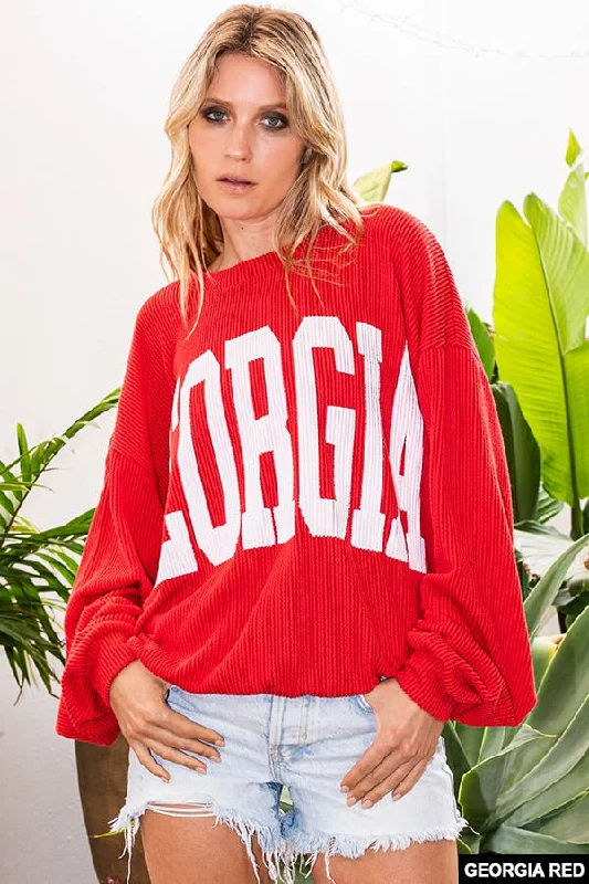 Pink Georgia Comfy Oversize Graphic Sweatshirt