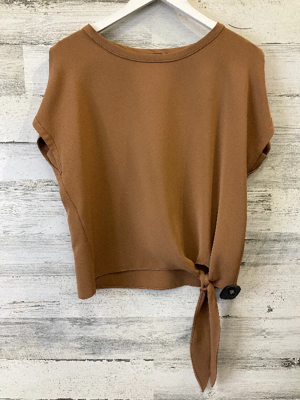 Tan Blouse Short Sleeve Clothes Mentor, Size S