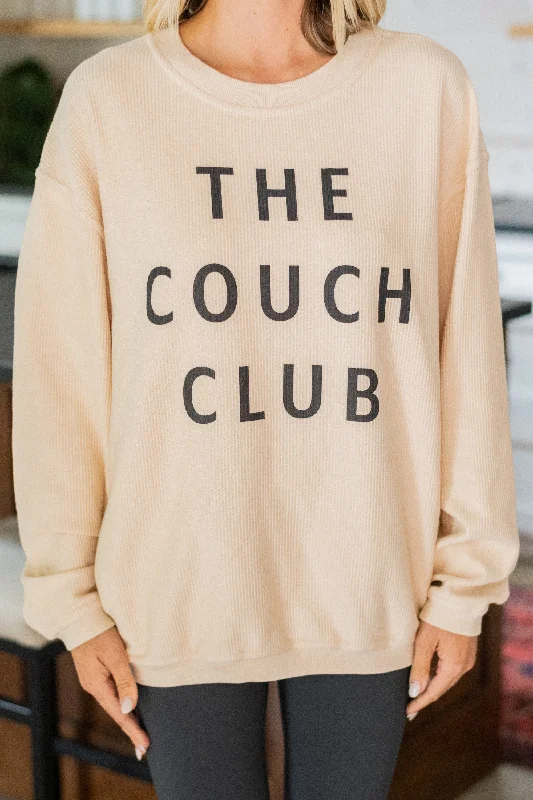 The Couch Club Natural White Graphic Corded Sweatshirt