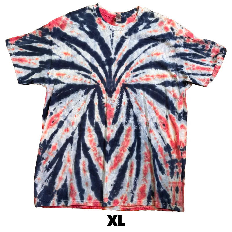 Tie Dye T-Shirt - Red White Blue Vintage Fade XL