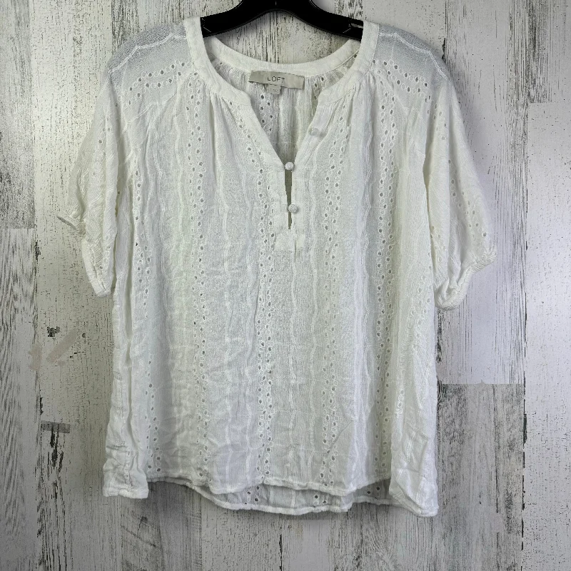 White Blouse Short Sleeve Loft, Size S